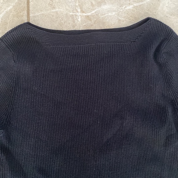 Nine West Black Ribbed 3/4 Sleeve Sweater Large - Picture 2 of 6